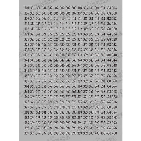 Tsumekira Color Chart Number Seal Black 301-400 NN -CCN -204