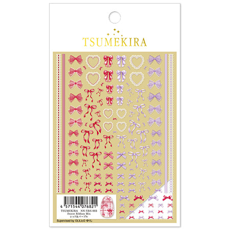 Tsumekira Sweet Ribbon Mix Red & Purple OLiLicO Yurishi NN-YRS-003
