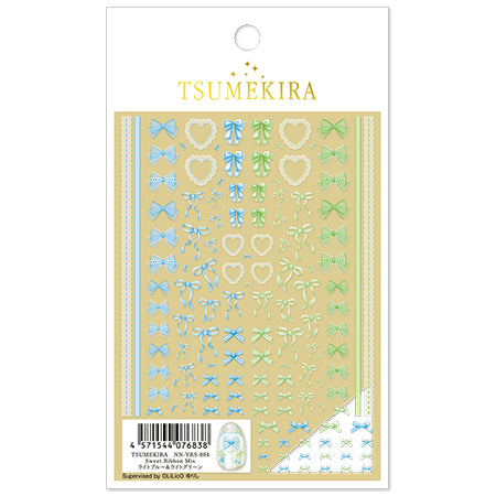 Tsumekira Sweet Ribbon Mix Light Blue & Light Green OLiLicO Yurishi Supervision NN-YRS-004