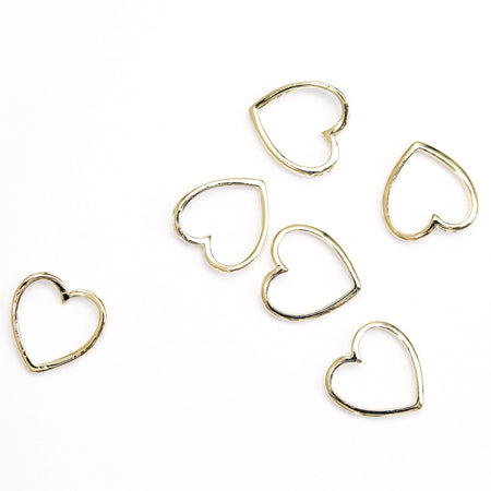 SHAREYDVA Nail Parts Heart Gold 6P