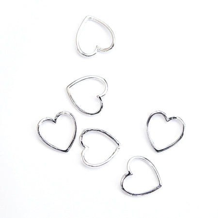 SHAREYDVA Nail Parts Heart Silver 6P