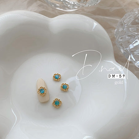 D. NAIL Jewelry Bijou Parts DM -57 Flower &amp; Blue Stone