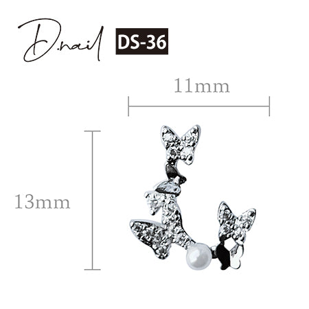 D. nail jewelry bijou parts DS-36 triple butterfly