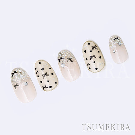 Tsumekira Sweet Ribbon Mix Black & White OLiLicO Yurishi Supervisor NN-YRS-001