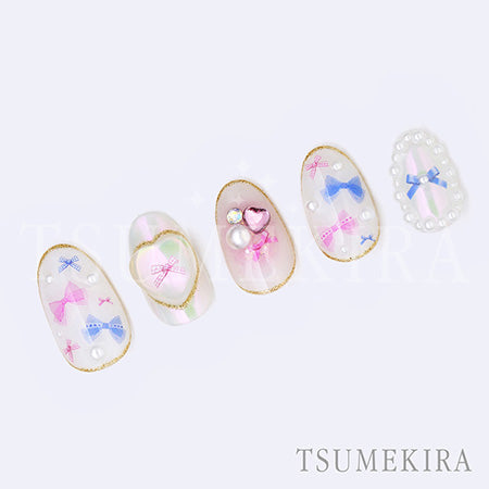 Tsumekira Sweet Ribbon Mix Pink & Blue OLiLicO Yurishi Supervision NN-YRS-002