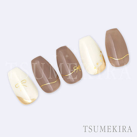 Tsumekira Icchoko Produce Dot Flower & Ribbon Gold SG-ICH-002 (for gel only)