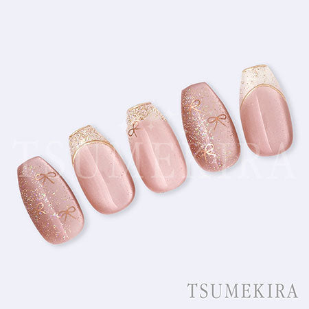Tsumekira Icchoko Produce Dot Flower & Ribbon Pink Gold SG-ICH-003 (for gel only)