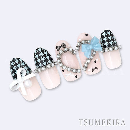Tsumekira Houndstooth French Black NN-CDR-005