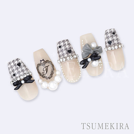 Tsumekira Houndstooth French Brown/Gray NN-CDR-006