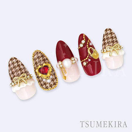 Tsumekira Houndstooth French Brown/Gray NN-CDR-006