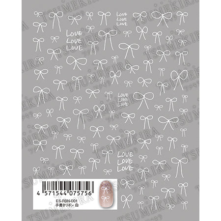 Tsumekira es (S) Handwritten Ribbon White ES-RBN-001