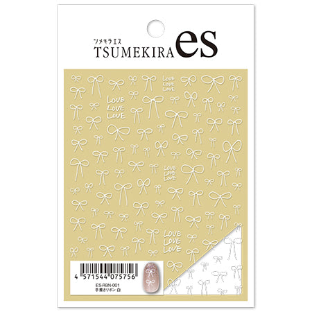 Tsumekira es (S) Handwritten Ribbon White ES-RBN-001