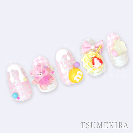 Tsumekira Houndstooth French Pastel Blue/Pink NN-CDR-007