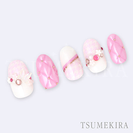 Tsumekira Houndstooth French Pastel Blue/Pink NN-CDR-007