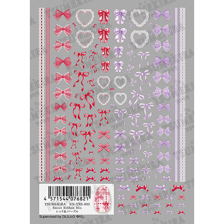 Tsumekira Sweet Ribbon Mix Red & Purple OLiLicO Yurishi NN-YRS-003