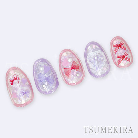 Tsumekira Sweet Ribbon Mix Red & Purple OLiLicO Yurishi NN-YRS-003