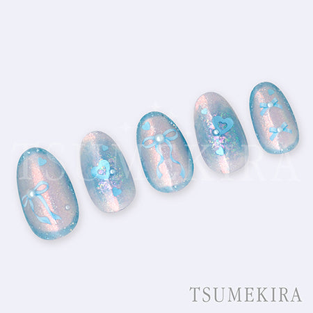 Tsumekira Sweet Ribbon Mix Light Blue & Light Green OLiLicO Yurishi Supervision NN-YRS-004