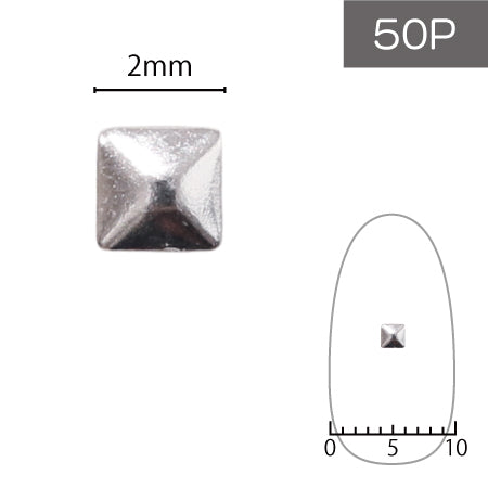 SHAREYDVA Studs Metal Square 2mm 50p Silver