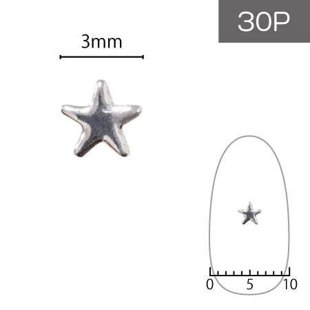 SHAREYDVA Studs Metal Star Mini 3mm 30p Silver