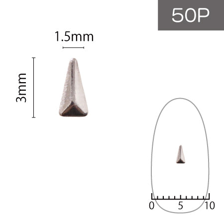 SHAREYDVA Studs Triangle Long 1.5 x 3mm 50p Silver