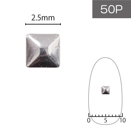 SHAREYDVA Studs Metal Square 2.5mm 50p Silver