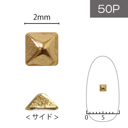 SHAREYDVA Studs Pyramid 2mm 50P Gold