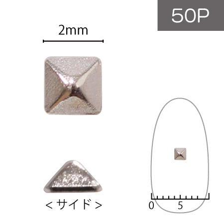 SHAREYDVA Studs Pyramid 2mm 50P Silver