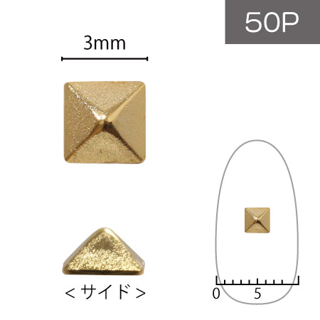 SHAREYDVA Studs Pyramid 3mm 50P Gold