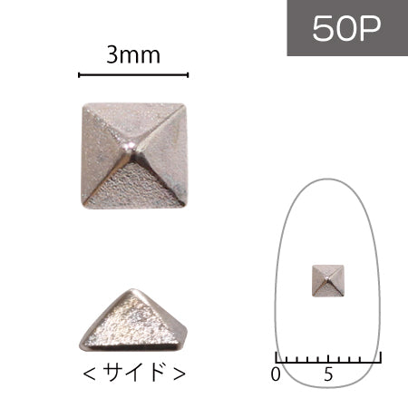 SHAREYDVA Studs Pyramid 3mm 50P Silver