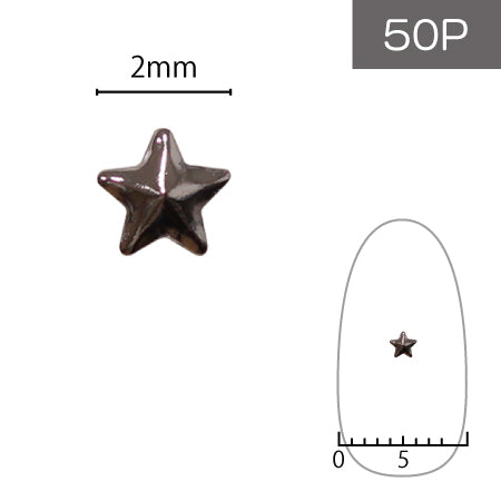 SHAREYDVA Studs Tiny Star 2mm Black Silver 50P