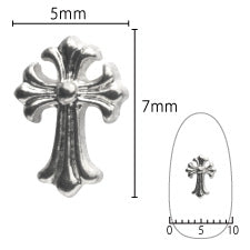 SHAREYDVA Nail Parts Antique Cross Silver 8P