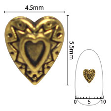 SHAREYDVA Nail Parts Concho Heart # 1 Gold 5P