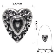 SHAREYDVA Nail Parts Concho Heart # 1 Silver 5P