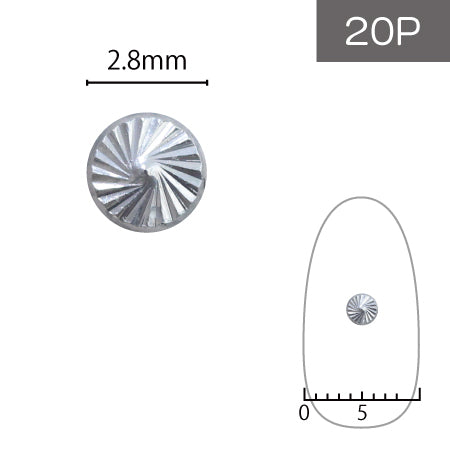 SHAREYDVA Nail Parts Sunshine Studs Silver 2.8mm 20P