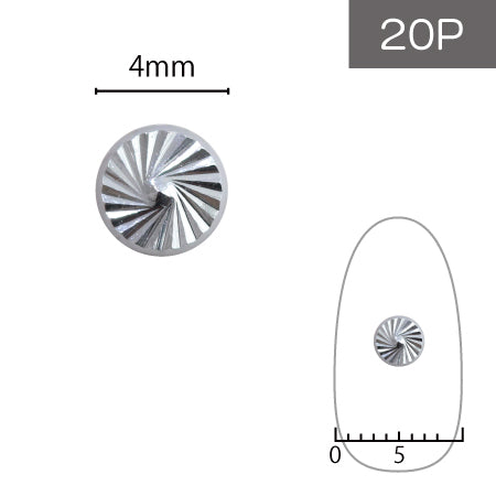 SHAREYDVA Nail Parts Sunshine Studs Silver 4mm 20P