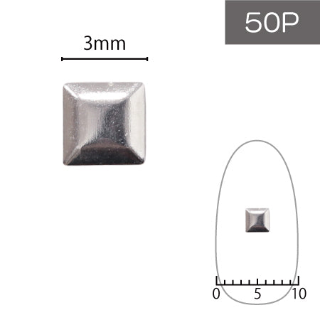 SHAREYDVA Studs Metal Square 3mm 50p Silver