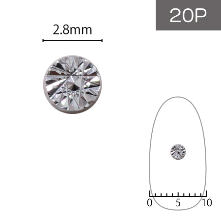 SHAREYDVA Nail Parts Coin Studs Silver 2.8mm 20P