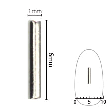 SHAREYDVA Nail Parts Long Stick Silver 1mm x 6mm 25P